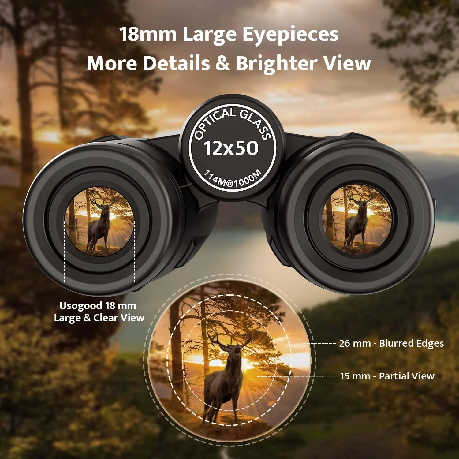 12x50 High Definition Binoculars with Phone Adapter and Tripod.