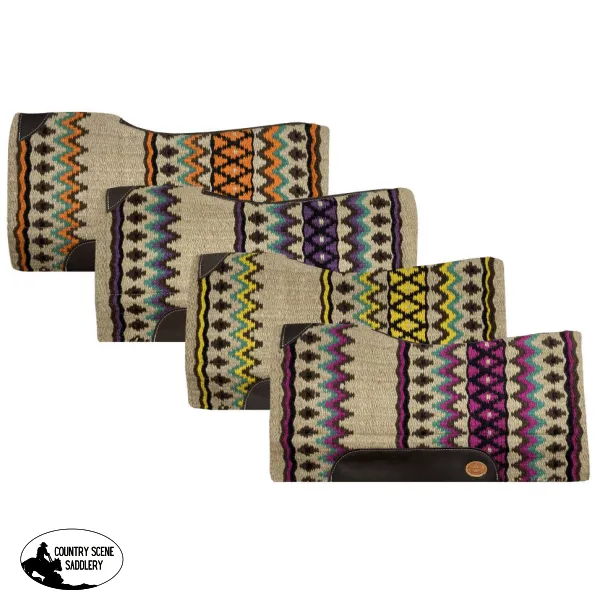 14731 Showman ® 34" X 36" Wool Top Saddle Pad with tan colored felt bottom.