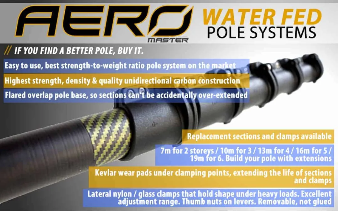 Aero Master Range: "Boss" 100% High Modulus Carbon Fibre Kevlar Water Fed Pole