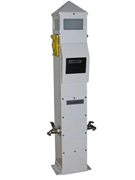 Alegria SPC-36-2T Cone Top White Marine Outlet Pedestal with 2 x 30 Amp 125V, 2 Water, 15 Year Warranty