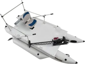 AQUOS Heavy-Duty for Two Series 12.5ft Inflatable Pontoon Boat with Folding Seat, Guard Bar and Haswing Trolling Motor for Saltwater, Freshwater Fishing