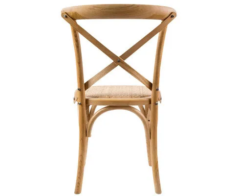 Aster Crossback Dining Chair Set of 2 Solid Birch Timber Wood Ratan Seat - Oak