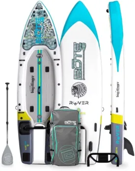 BOTE Rover Aero 12 FT 6 in Inflatable Micro Skiff, Blow up SUP for Adults Kids Family Friendly, APEX Pedal Drive & HP Motor Compatible Multiple Colors
