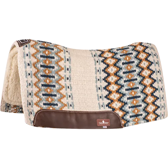 Classic Equine 34"X38" Contoured SensorFlex 1" Saddle Pad- Cream/Blue