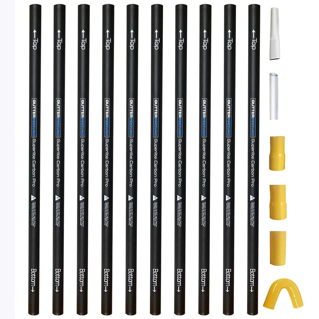 Cyclone Triple 3600 Gutter Vacuum (20gal), 40 Foot Tapered Carbon Gutter Poles and Bag