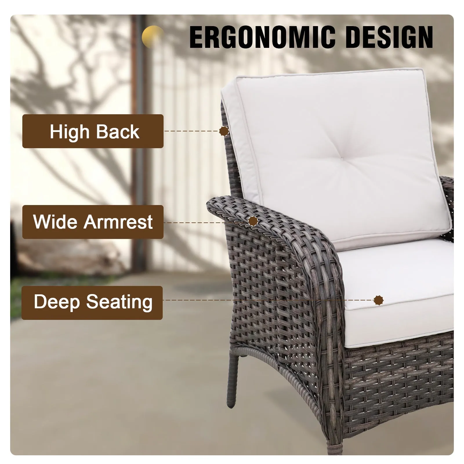 EAGLE PEAK 3pc Patio Rocking Chair Set, Rattan Wicker Furniture Set