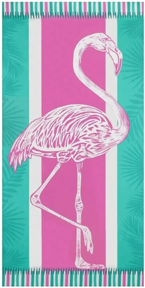 Flamingo Quick Dry Beach Towels, Sand Free Beach Towel for Pool Travel Cruise, 30 x 60 Large Thin Funny Compact Blanket for Adults Kids, Microfiber, Turtle & Pink Flower (A-17)