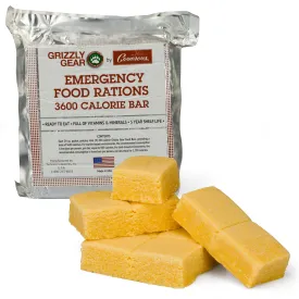 Grizzly Gear Emergency Food Rations - 3600 Calorie Bar - 3 Day Supply - 9 bars
