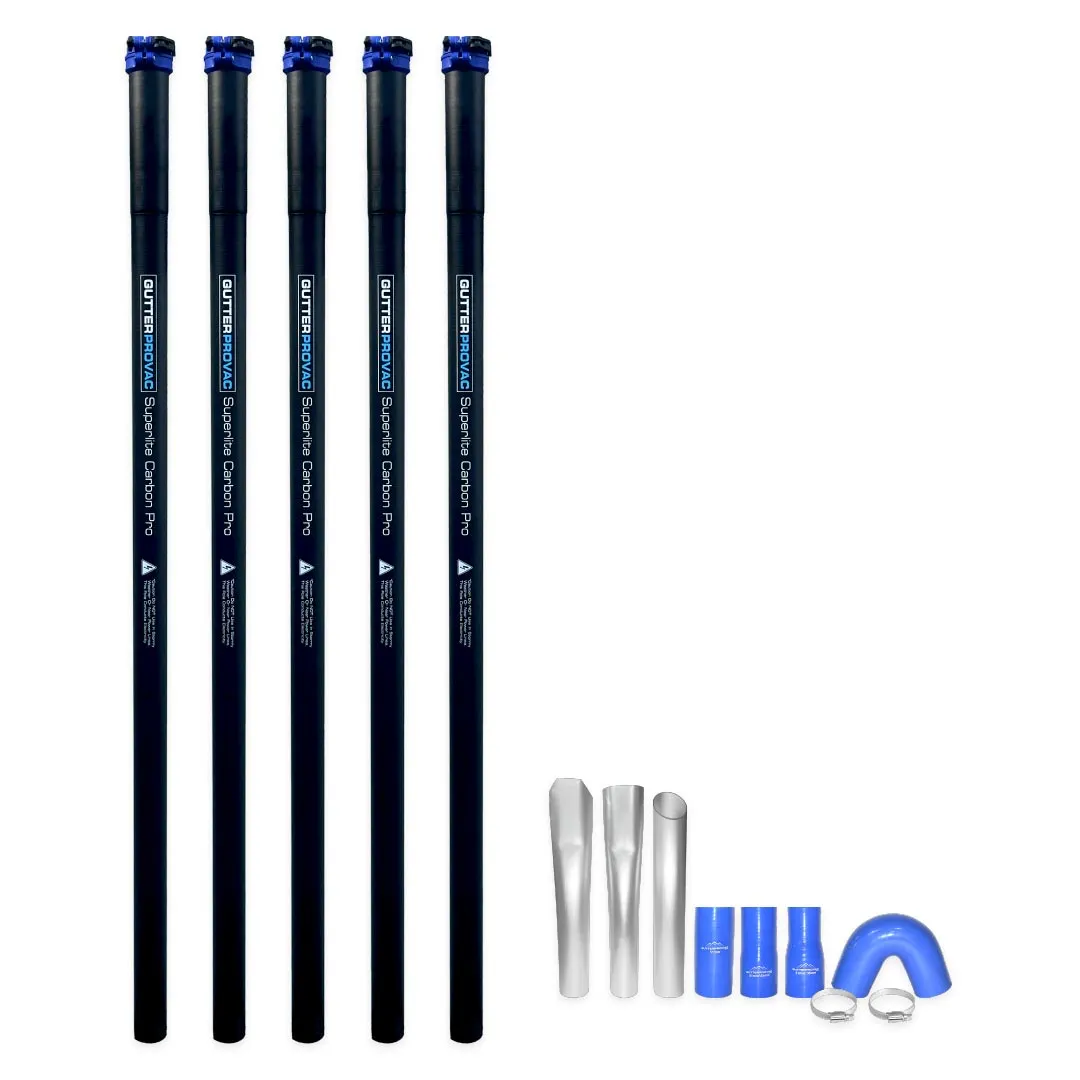 Gutter Vacuum Kit with 16 Gallon Classic Cyclone Vacuum, 20 Foot Carbon Clamping Gutter Poles, Pole Carry Bag and 25 Foot Vacuum Hose