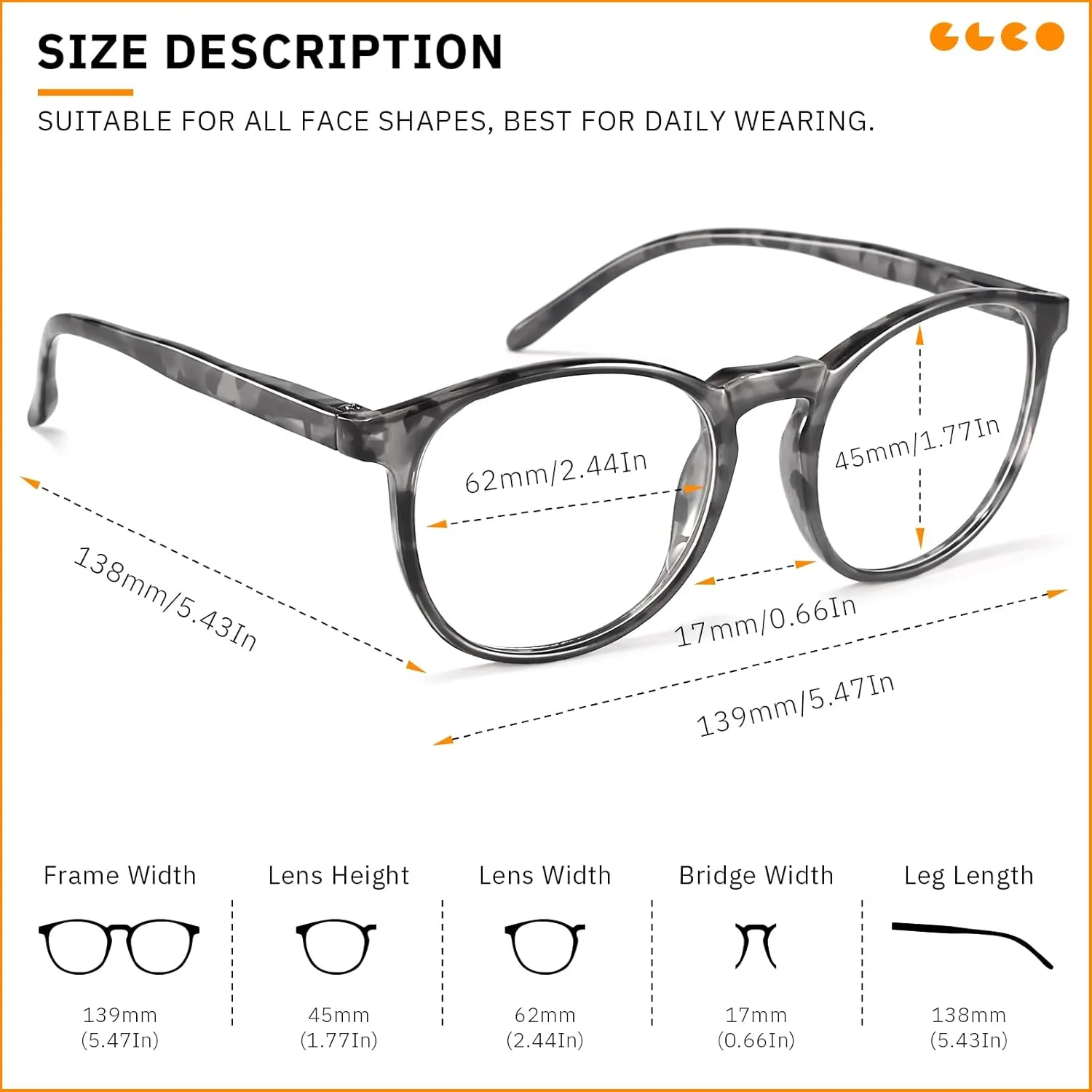 IBOANN Iconic Blue Light Glasses for Woman - Computer Glasses 99% Blue Light Blocking - Anti Eyestrain & UV Glare Protection