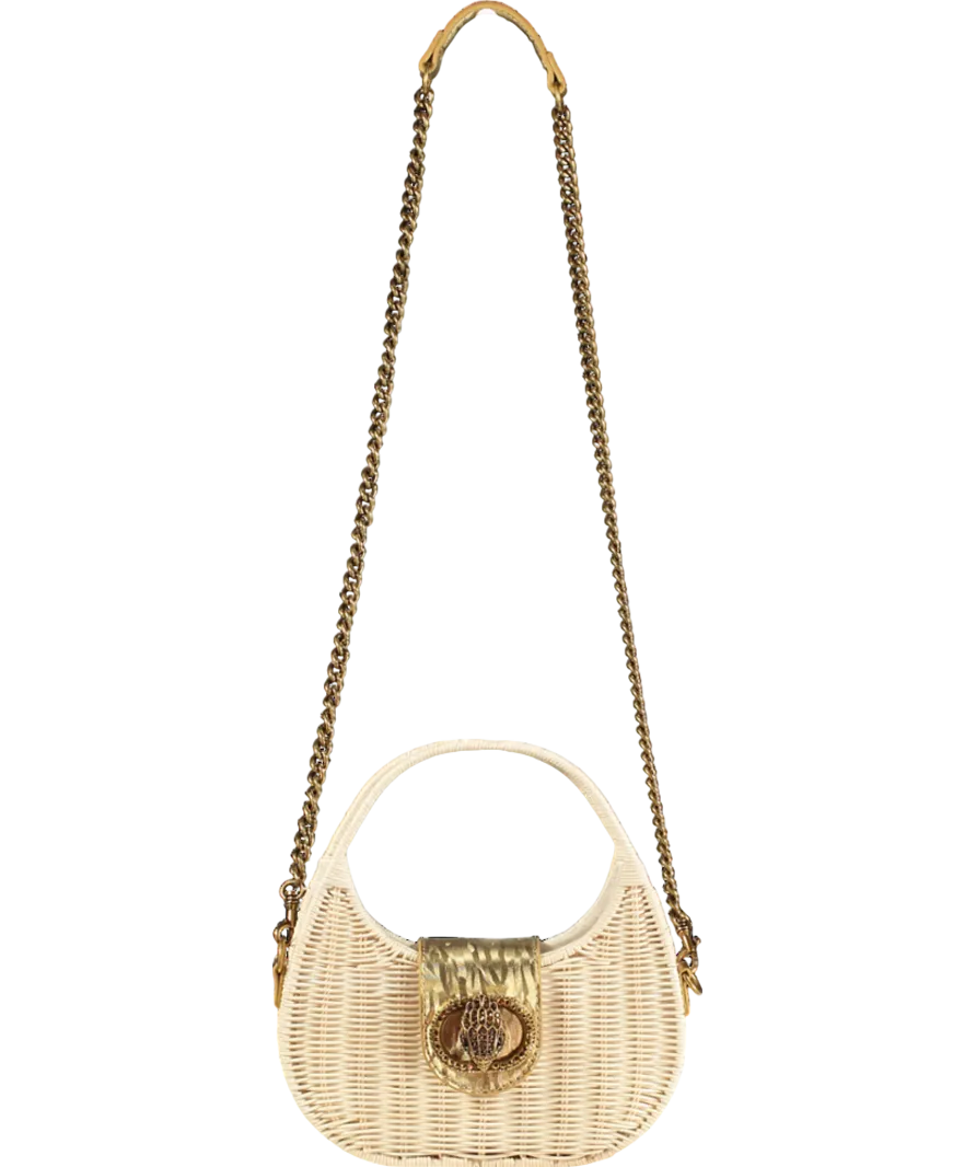 Kurt Geiger Green Chelsea Basket Rattan Small Hobo Crossbody Bag