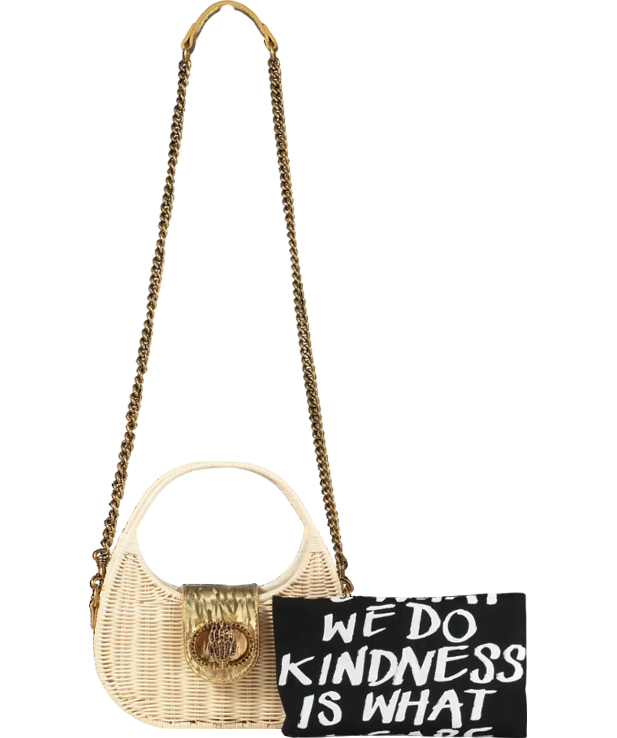 Kurt Geiger Green Chelsea Basket Rattan Small Hobo Crossbody Bag