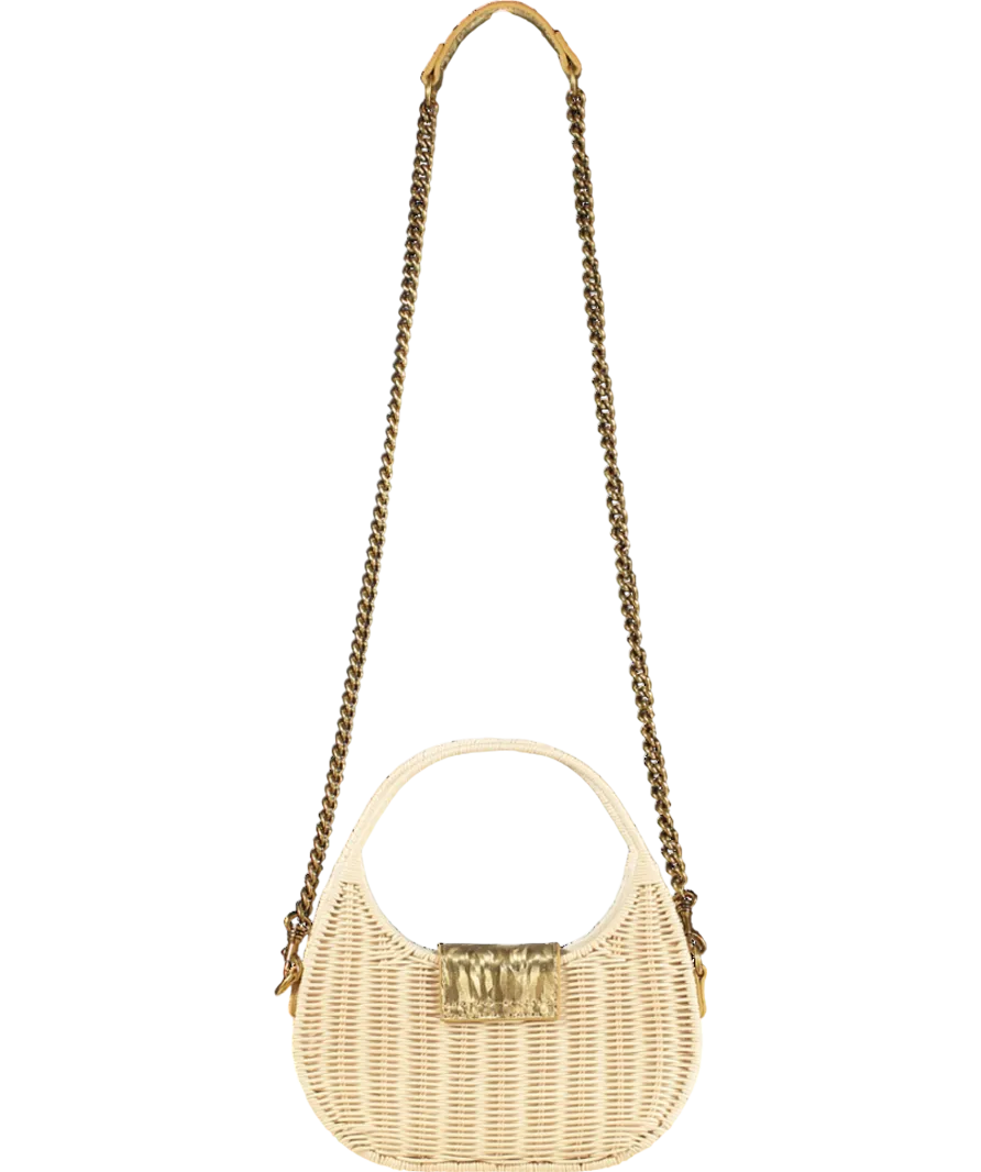 Kurt Geiger Green Chelsea Basket Rattan Small Hobo Crossbody Bag