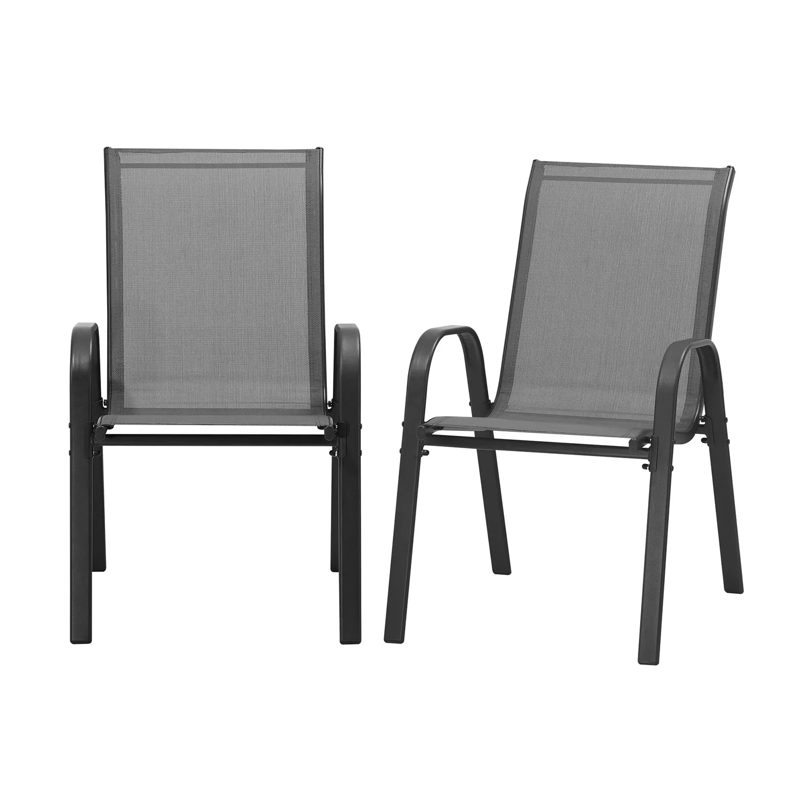 Livsip 2x Outdoor Stackable Chairs Patio Furniture Lounge Chair Bistro Set Grey