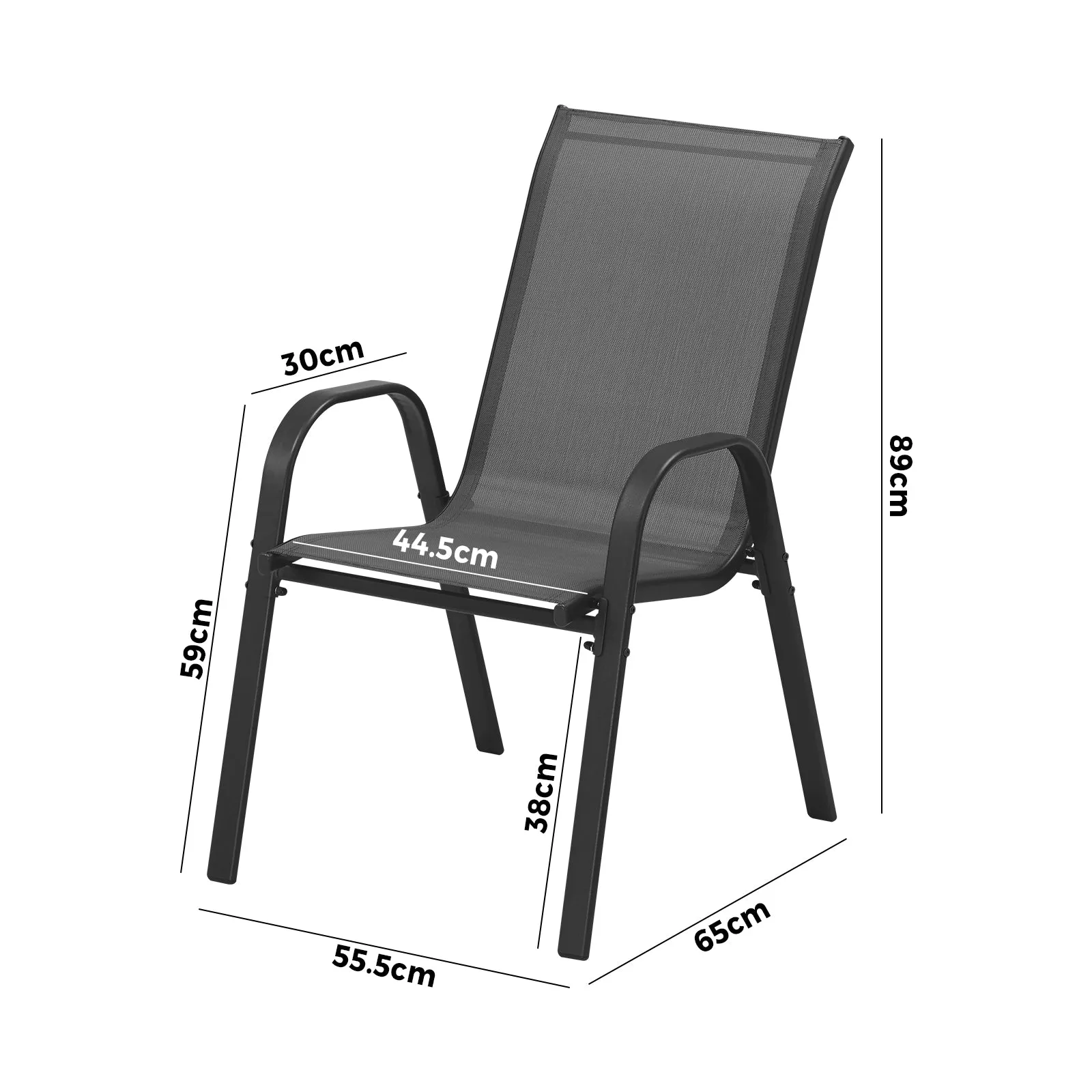 Livsip 2x Outdoor Stackable Chairs Patio Furniture Lounge Chair Bistro Set Grey