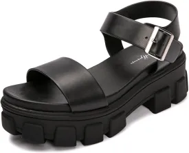 Luffymomo Women's Platform Wedge Sandals Lug Sole Sandals Adjustable Ankle Strap Chunky Heels