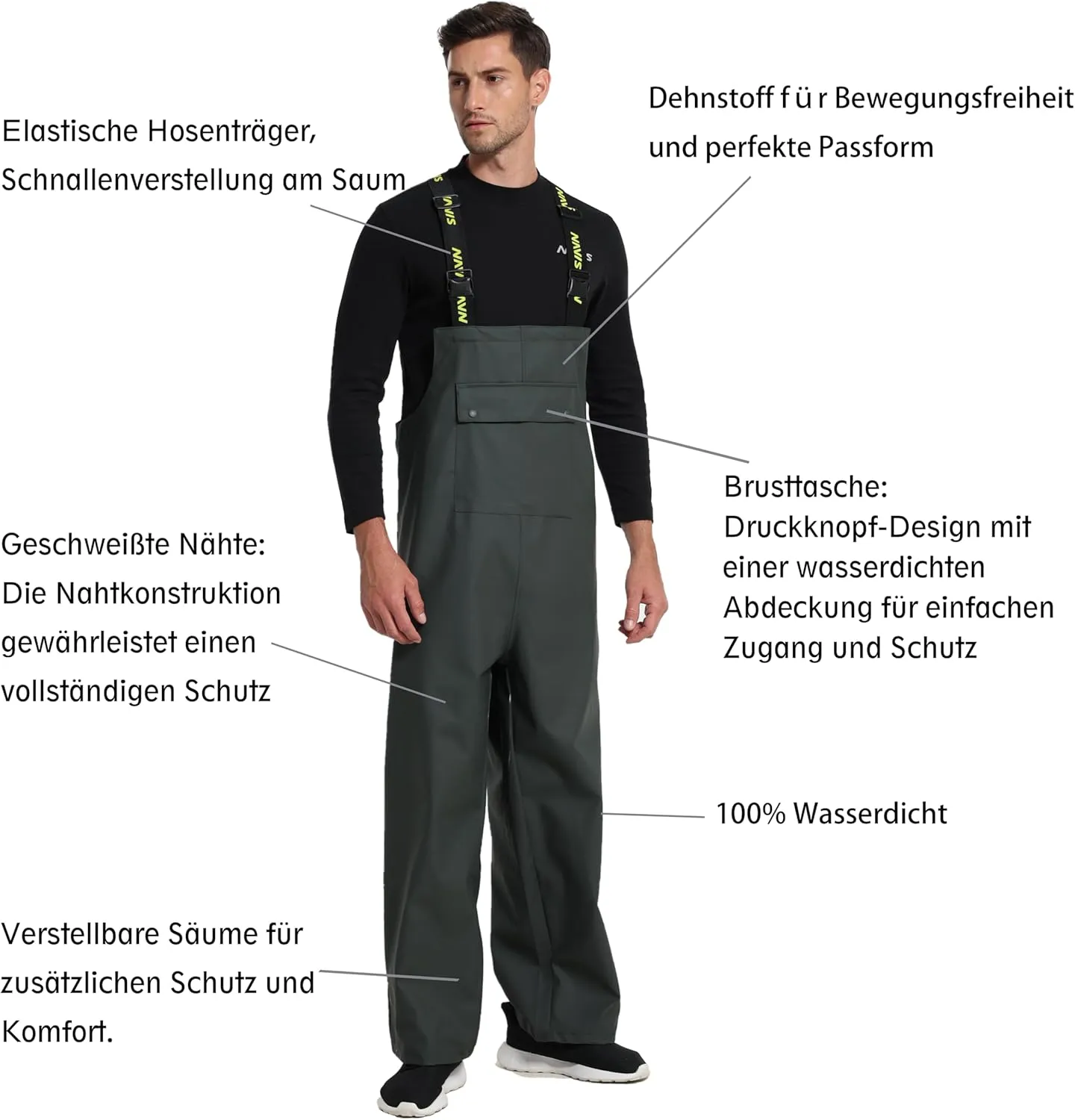 Men's Workwear PRO Rain Suit - Waterproof Jacket and Bib Pants 3-piece Set for Ultimate Safety and Comfort