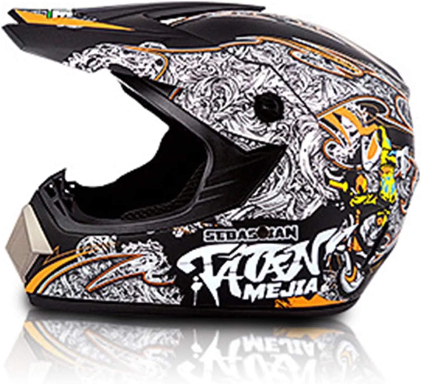 Motorcross Helmet, Off-Road Dirt Bike Helmet, ATV Helmet, Youth Motorcycle Helmet, Unisex Full-face Helmet, Comfortable and Lightweight, FMVSS-218 Safety Certified,4 Piece Set