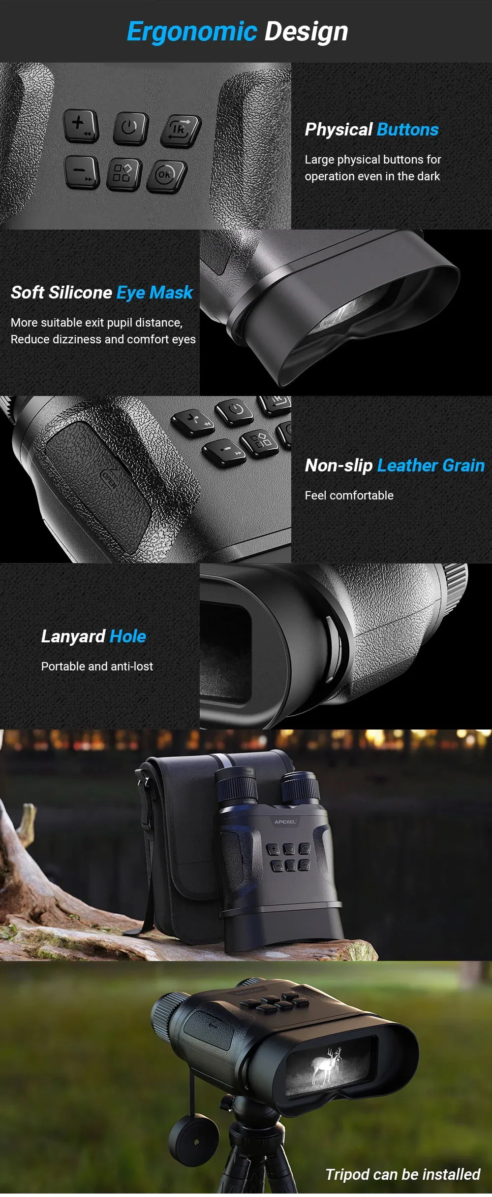 Night Vision HD Infrared Digital Military Goggles Binoculars Long Range Telescope Record and Pictures