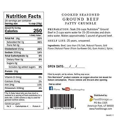 Nutristore Freeze-Dried Ground Beef #10 Can - 20 Servings