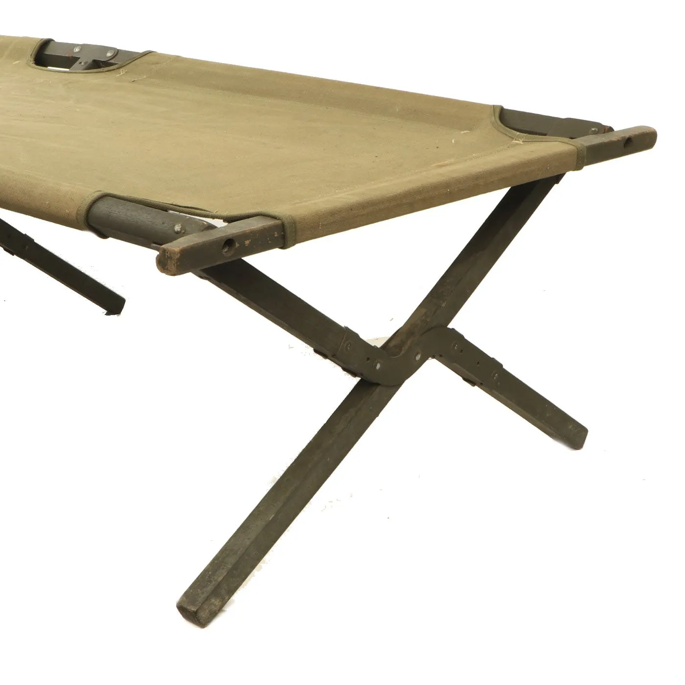 Original U.S. Army WWII and Korean War M-1938 Folding Canvas and Wood Cot