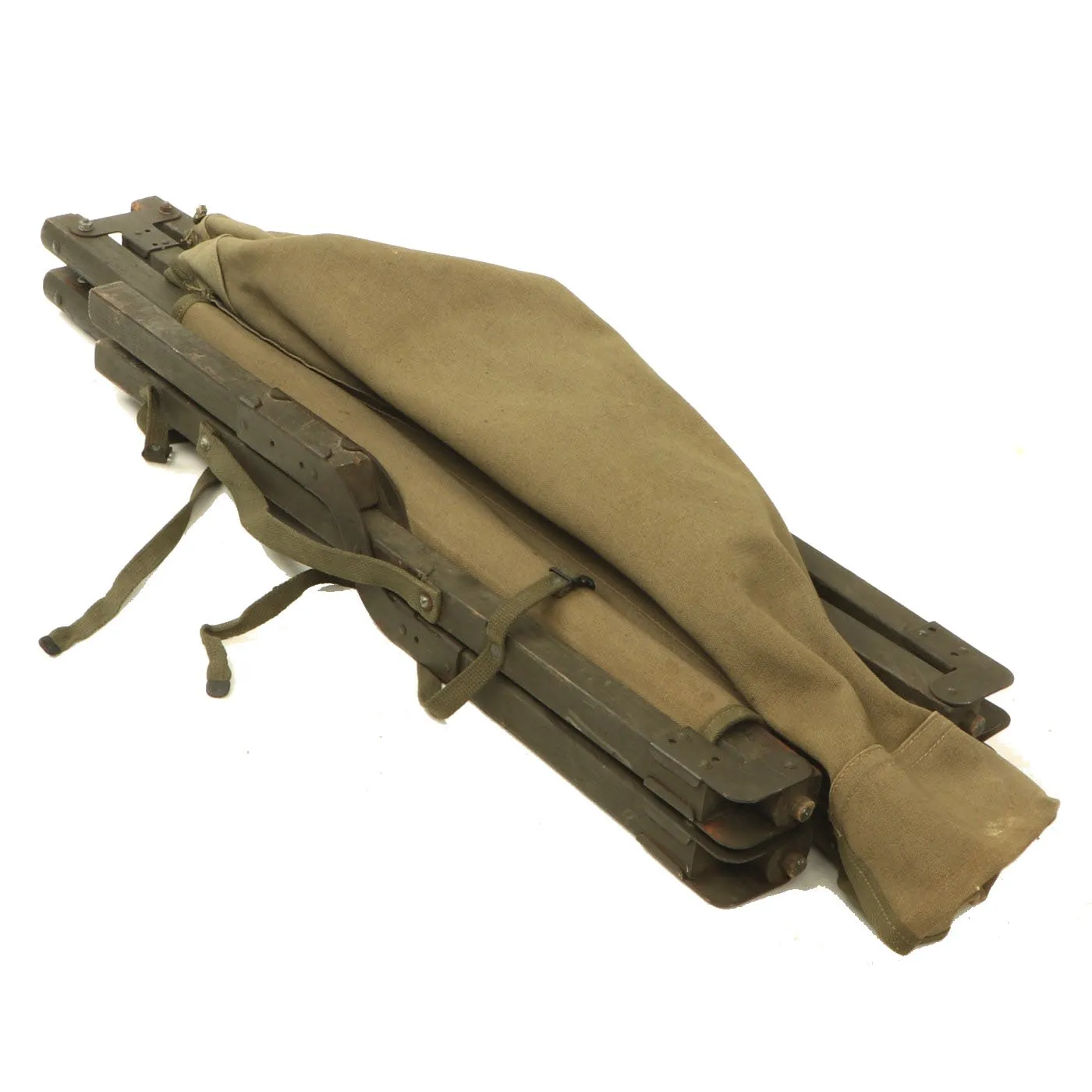 Original U.S. Army WWII and Korean War M-1938 Folding Canvas and Wood Cot