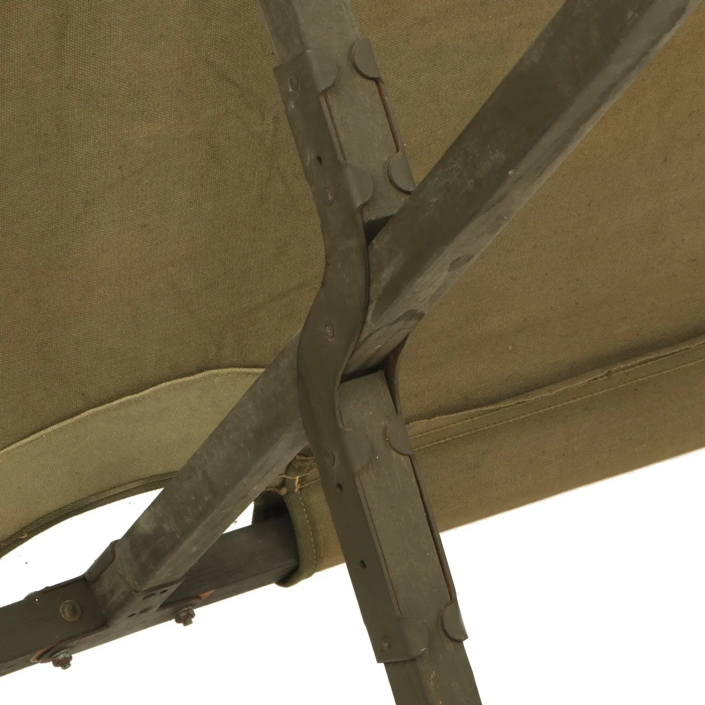 Original U.S. Army WWII and Korean War M-1938 Folding Canvas and Wood Cot