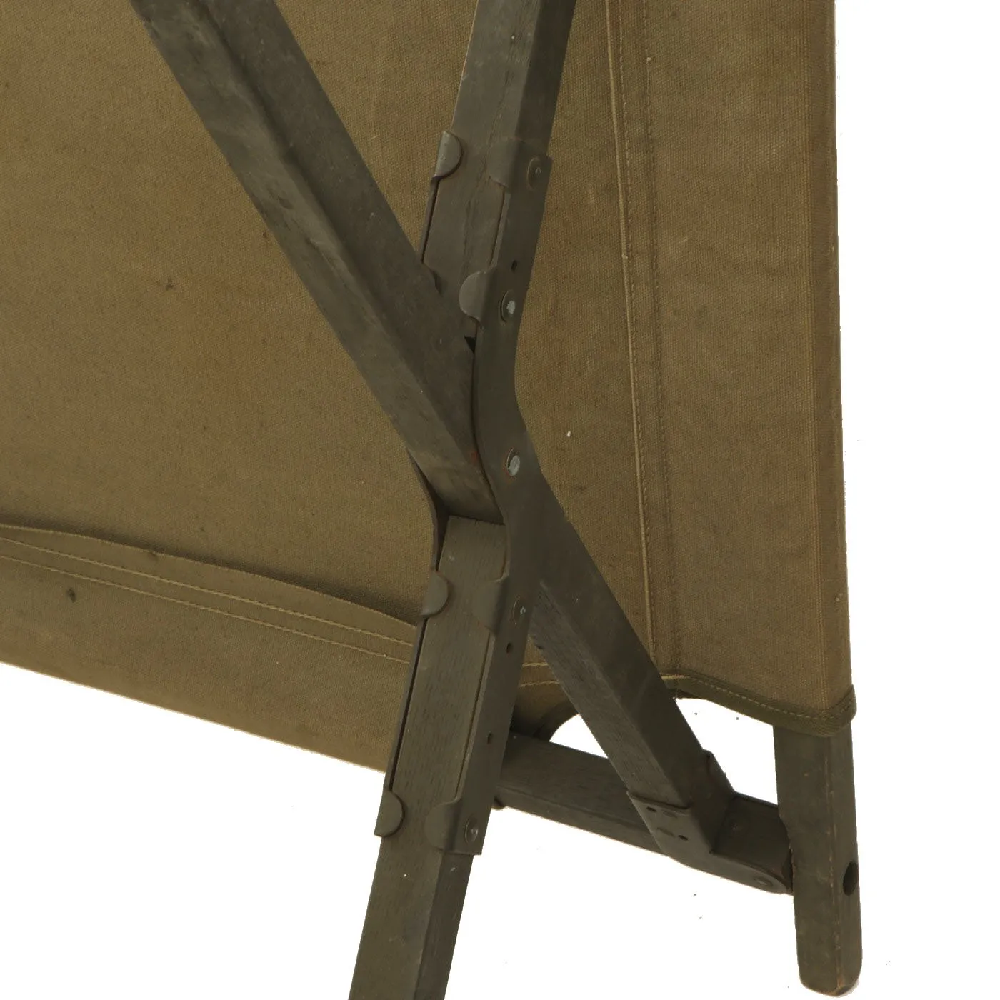 Original U.S. Army WWII and Korean War M-1938 Folding Canvas and Wood Cot
