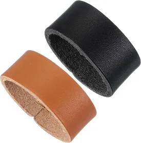 PATIKIL Leather Loop Keeper, 2 Pcs Leather Loops Belt Keeper Loops Retainer Straps Replacement for 1.1 Inch Wide Belts/Straps, Black/Earthy Yellow
