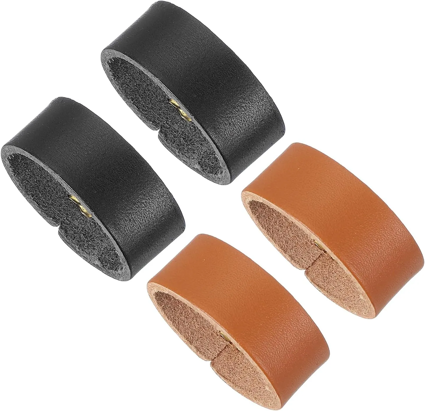 PATIKIL Leather Loop Keeper, 4 Pcs Leather Loops Belt Keeper Loops Retainer Straps Replacement for 1.3 Inch Wide Belts/Straps, Black/Earthy Yellow