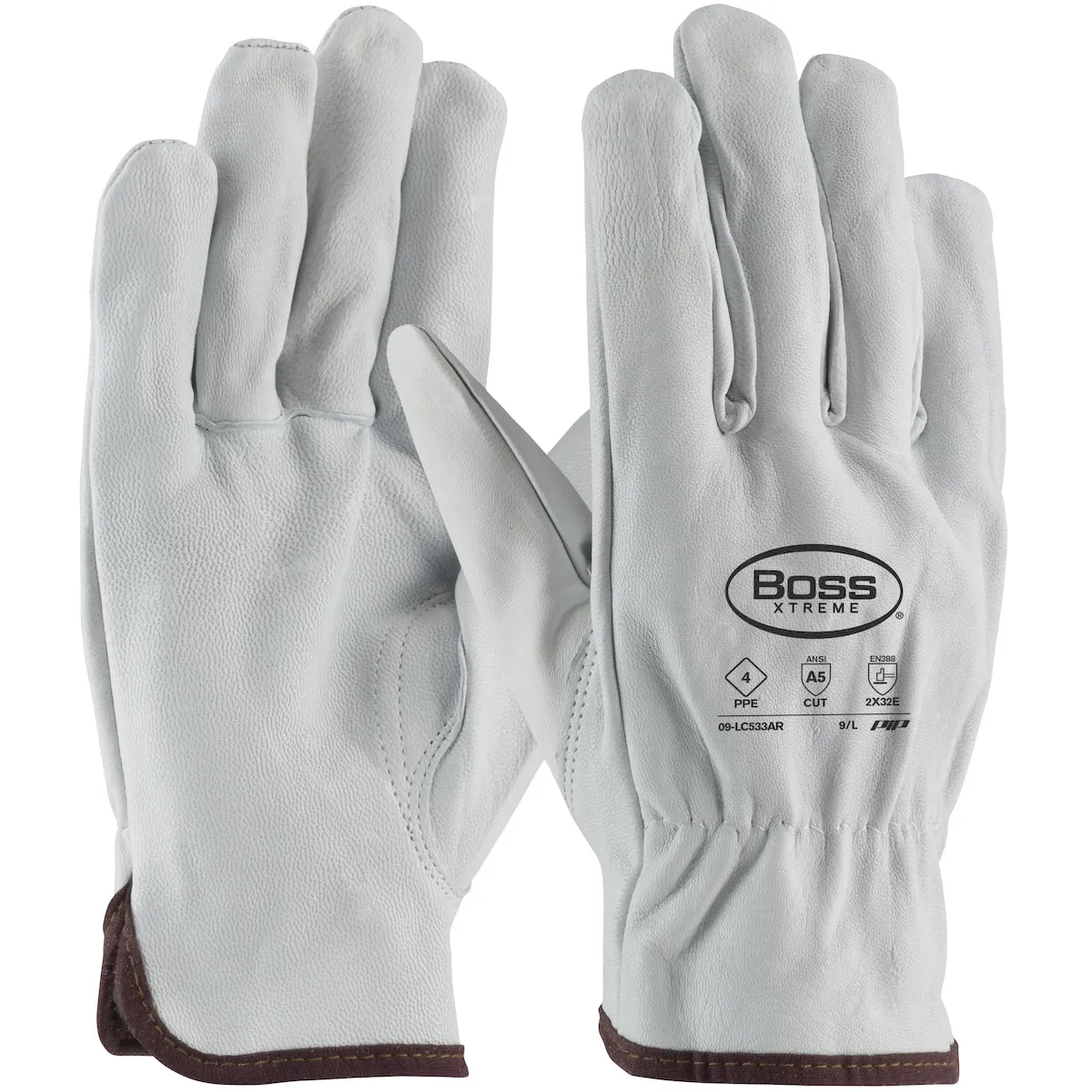 PIP 09-LC533AR Boss Xtreme AR Top Grain Goatskin Leather Drivers with Para-Aramid Lining Keystone Thumb Safety Glove (One Dozen)