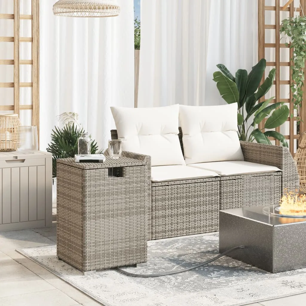 Propane Tank Cover Table Grey 40x40x60 cm Poly Rattan