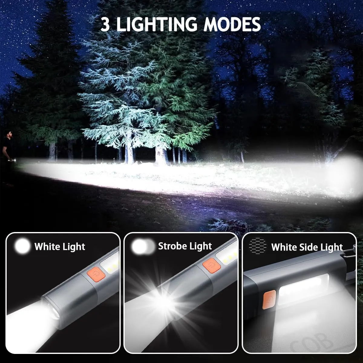 Rechargeable LED Flashlights High Lumens, 20,000 Lumens Super Bright Flashlight with USB Cable and Hook, 3 Modes, Waterproof Flash Light Handheld Powerful Flashlight for Home Camping - 4 Pack