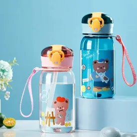 SINOTAO  -  1pc 400ml Kids Water Sippy Cup With Straw Cartoon Leakproof Water Bottles Outdoor Portable Drink Bottle Children's Lovely Cup