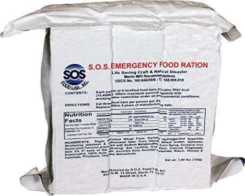 SOS Food Labs - Emergency Ration Bars Cinnamon and Coconut 3 Day / 72 Hour - 2 Pack