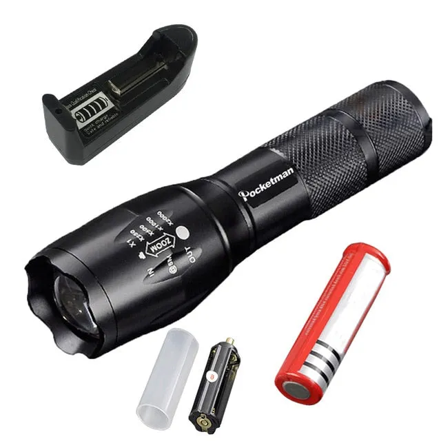 Super Bright  XM-L T6 L2 XP-L LED Flashlight Rechargeable Zoomable Linternas Torch Light by 1*18650 or 3*AAA Lamp Hand Light z50