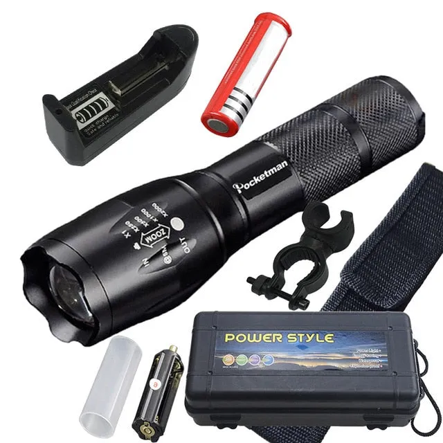 Super Bright  XM-L T6 L2 XP-L LED Flashlight Rechargeable Zoomable Linternas Torch Light by 1*18650 or 3*AAA Lamp Hand Light z50