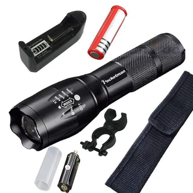 Super Bright  XM-L T6 L2 XP-L LED Flashlight Rechargeable Zoomable Linternas Torch Light by 1*18650 or 3*AAA Lamp Hand Light z50