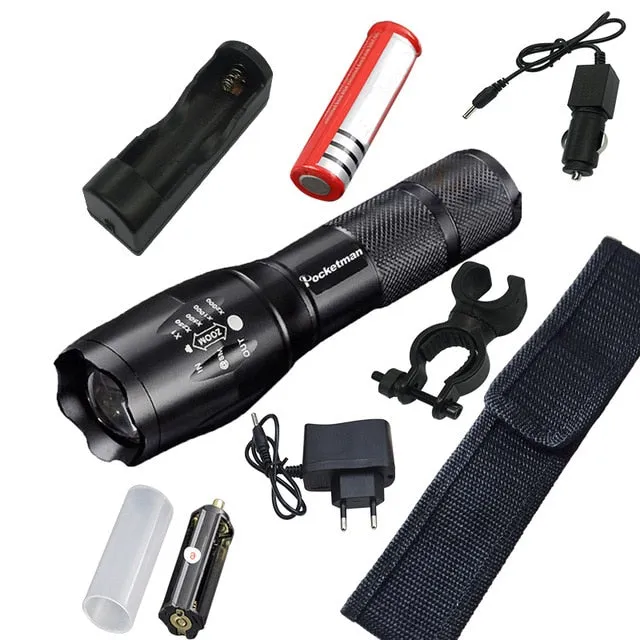 Super Bright  XM-L T6 L2 XP-L LED Flashlight Rechargeable Zoomable Linternas Torch Light by 1*18650 or 3*AAA Lamp Hand Light z50
