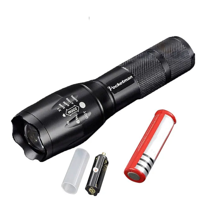 Super Bright  XM-L T6 L2 XP-L LED Flashlight Rechargeable Zoomable Linternas Torch Light by 1*18650 or 3*AAA Lamp Hand Light z50