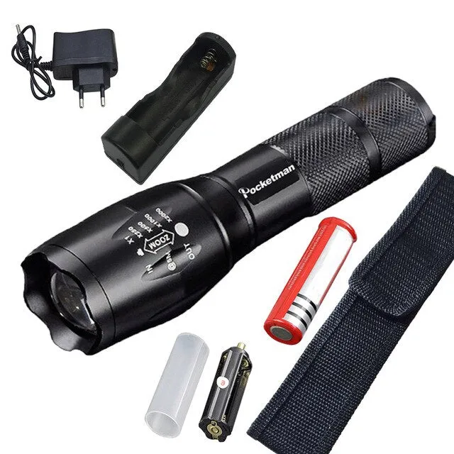 Super Bright  XM-L T6 L2 XP-L LED Flashlight Rechargeable Zoomable Linternas Torch Light by 1*18650 or 3*AAA Lamp Hand Light z50