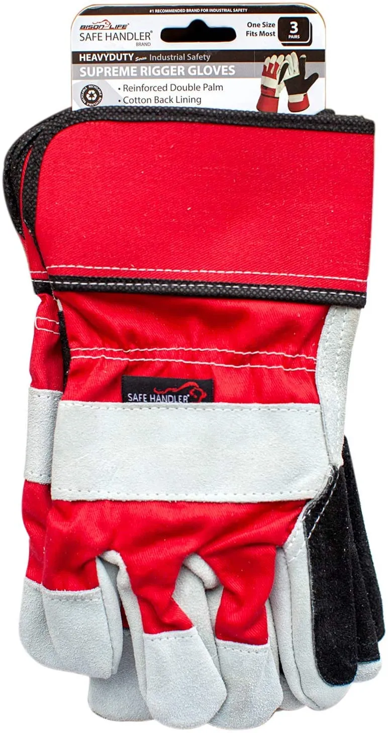 Supreme Rigger Gloves With Wide Safety Cuff, Split Grade - Bison Life