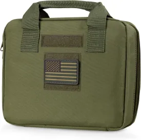 Tactical Pistol Handgun Case Bag, Gun Case Soft Gun Carrying Storage Bag Square Pistol Shooting Range Bag Dual Padded Firearm Case Handgun Pouch