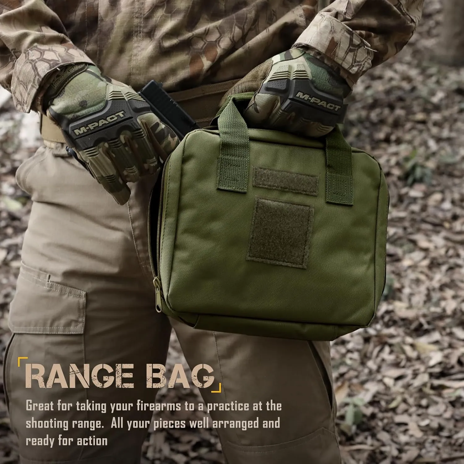Tactical Pistol Handgun Case Bag, Gun Case Soft Gun Carrying Storage Bag Square Pistol Shooting Range Bag Dual Padded Firearm Case Handgun Pouch
