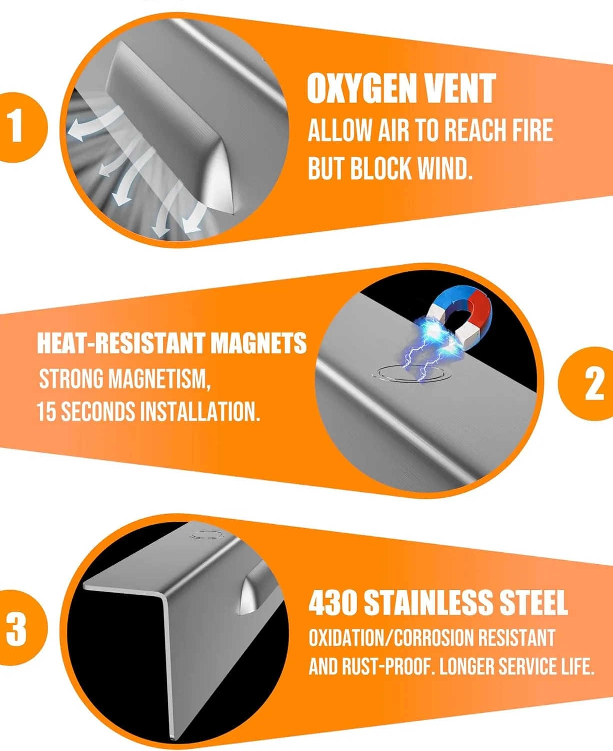 Upgraded Wind Guards for 36 inch Blackstone Griddle, Blackstone Griddle Accessories, Magnetic 430 Stainless Steel Wind Screens, Hold Heat, Protect Flame, Save Gas