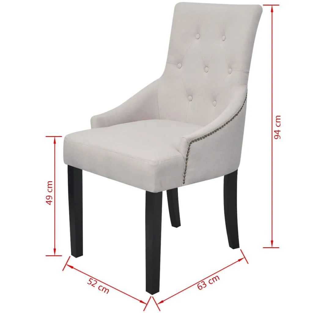 vidaXL Dining Chairs 2 pcs Cream Fabric