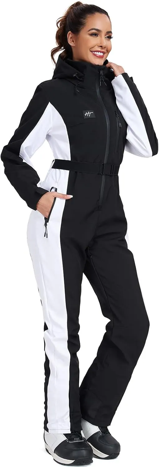 YEEFINE Women's Ski Suit One Piece Jumpsuits Snowsuits Waterproof Winter Snow Snowboarding Suits