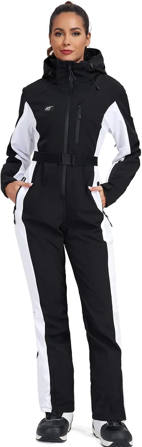 YEEFINE Women's Ski Suit One Piece Jumpsuits Snowsuits Waterproof Winter Snow Snowboarding Suits